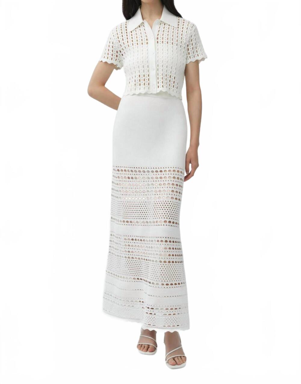 NEW SIMKHAI women's arlan open stitch camp shirt in ivory